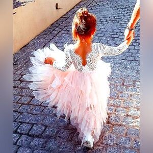 🧚 Backless A-line Lace Back Flower Girl Dress